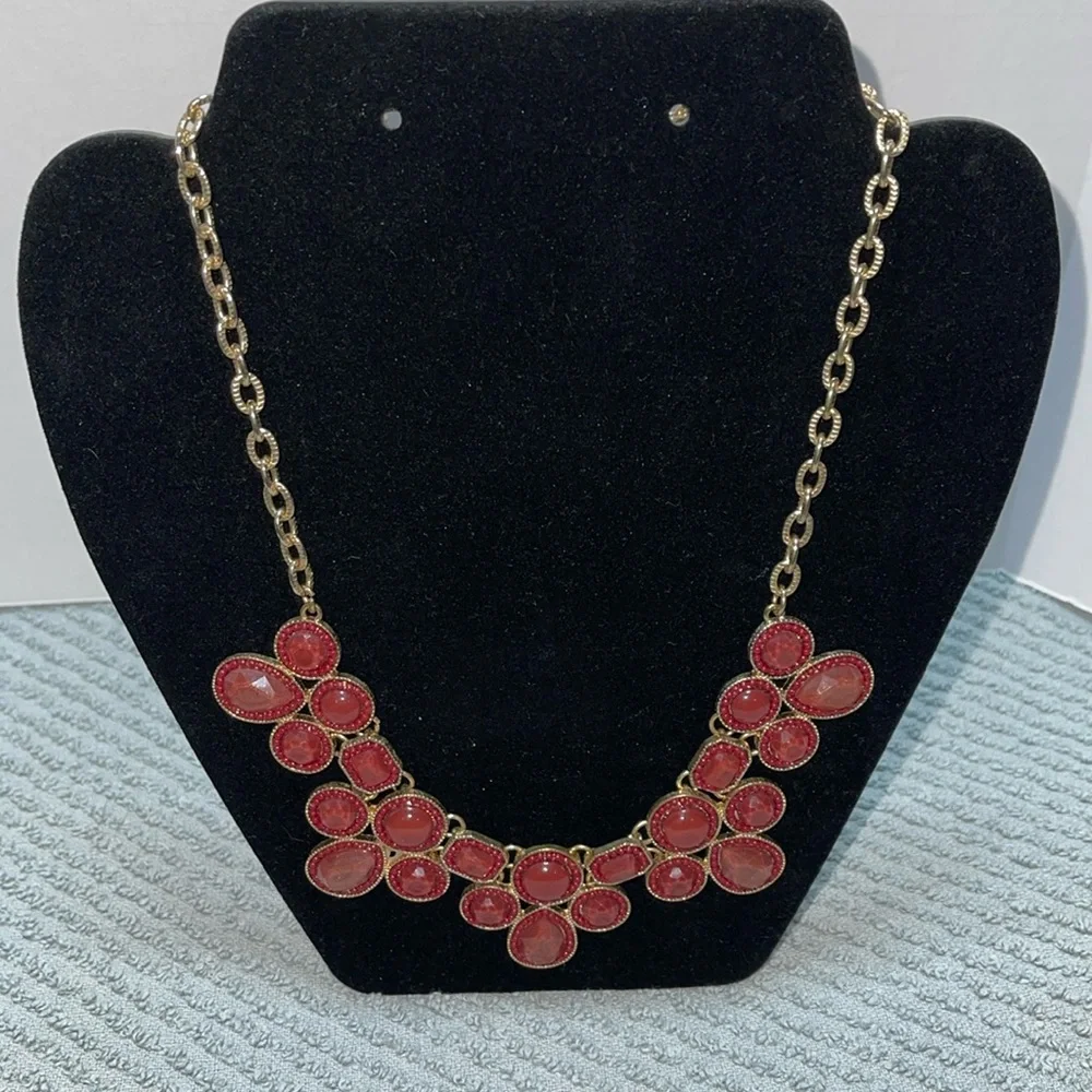 Bold Red and Gold Statement Necklace - Picture 3 of 7